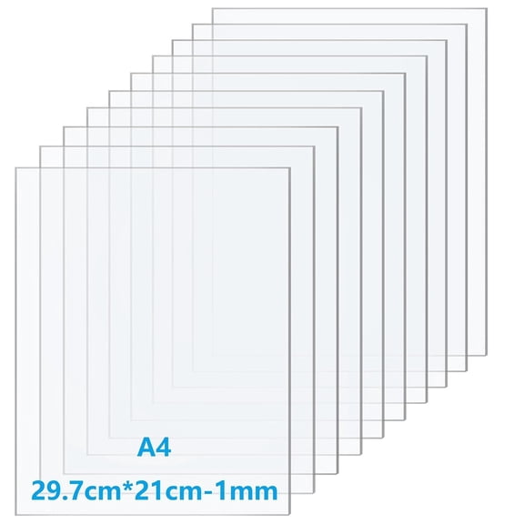 Dayesque 10pcs Transparent Plastic Sheets Clear Plastic Picture Frame Panels Rectangular Clear Painting Boards A4 Blank Signage Boards