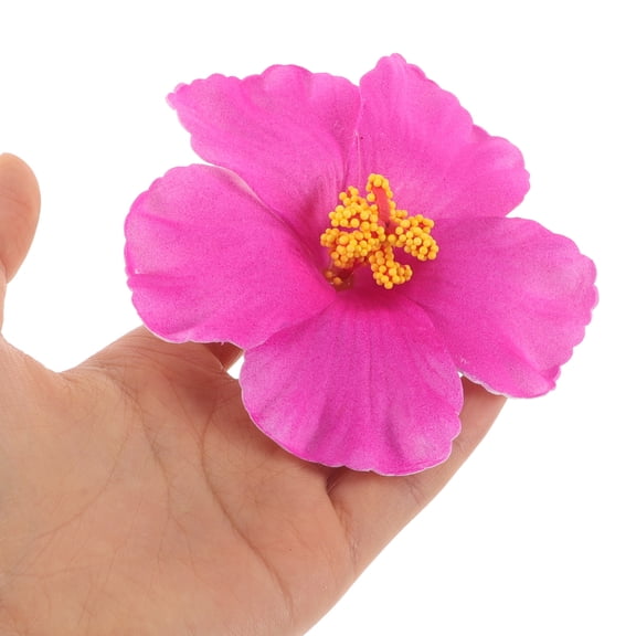 WEUVEB Set of 10 Artificial Hibiscus Flowers in Rosy , 3.9 Inches, Realistic Silk Floral Decor for Home and Events