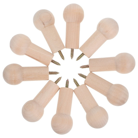 Dayesque 10pcs Wooden Round Wall Hooks for Hanging Clothes Towels Decorative Hooks for Bathroom Kitchen