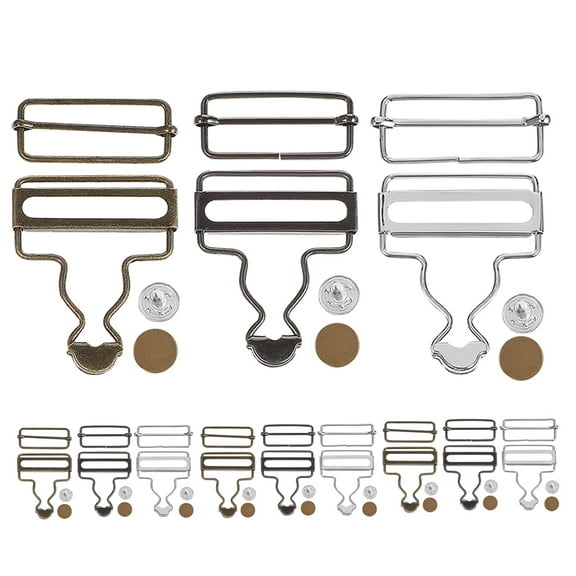 WEUVEB Metal Overall Buckles Iron Fasteners 12 Sets for Trousers Overalls Replacement Accessories