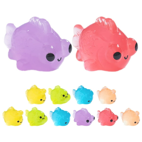 Dayesque 12pcs Mini Goldfish Ocean Resin Animals Tiny Sea Figurines Dollhouse Marine Miniature Glowing Plastic Aquarium Ornaments Decorations For Diy Fish Tank