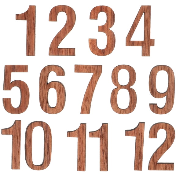 WEUVEB 12-Piece Brown Wood Wall Clock Numbers Kit with Clear, Easy-to-Read Digits for Clock Repair