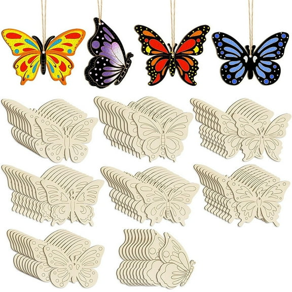 WEUVEB 16Pcs Khaki Wood Slices Craft Kit for Painting and Handmade Decoration