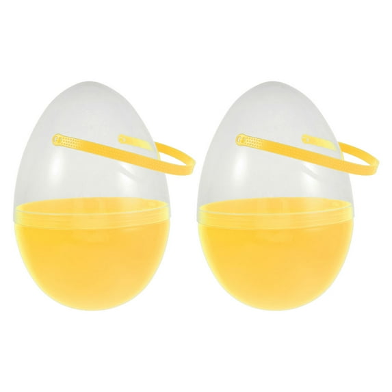 Dayesque 2 Pc Jumbo Easter Egg With Handles Large Containers Giant Plastic Egg Shaped Buckets Baskets For Easter Hunt Party Favor Decoration Yellow