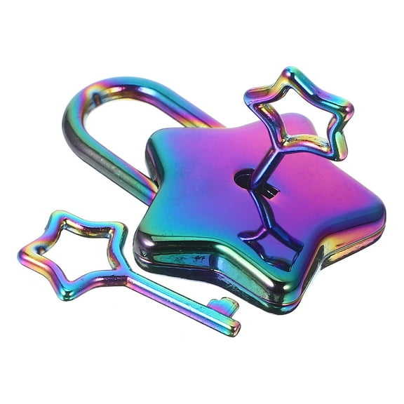 WEUVEB Star-Shaped Cute Padlock Set with Keys, Assorted Color Alloy, 2-Pack for Lockers, Notebooks, and Bags