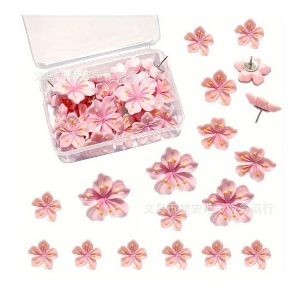 WEUVEB Floral Design Resin Push Pins, Decorative Thumb Tacks for Home and Office Use, 20 Pieces Set