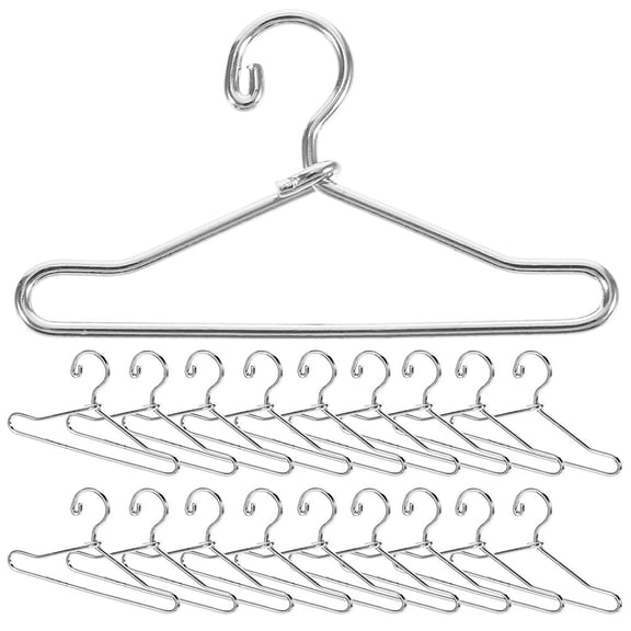 Dayesque 20pcs Metal Mini Doll Clothes Hangers Set for Dollhouse Baby Accessories Lifelike Small Garment Display Rack Supplies