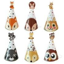 WEUVEB 24Pcs Animal Theme Party Cone Hats Paper Birthday Supplies for Kids Group Activities Fun Decorations
