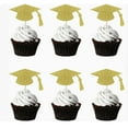 thumbnail image 1 of WEUVEB 24Pcs Graduation Cap Cupcake Toppers Golden Easy Insert Party Supplies, 1 of 8