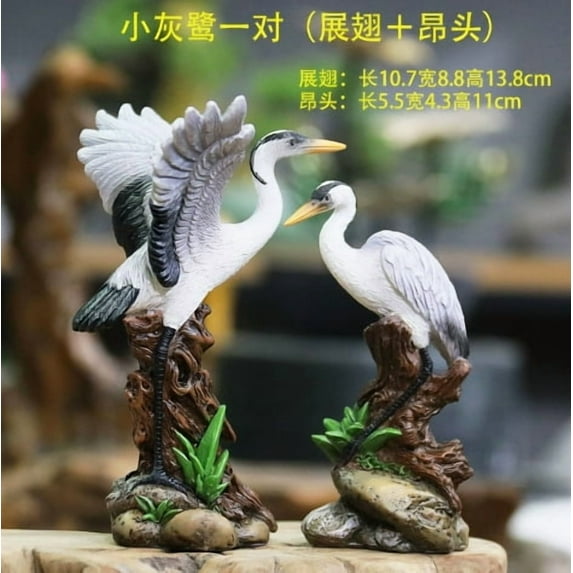 WEUVEB 2PCS Garden Ornament Crane Statues For Yard Resin Multi For Bird Lovers