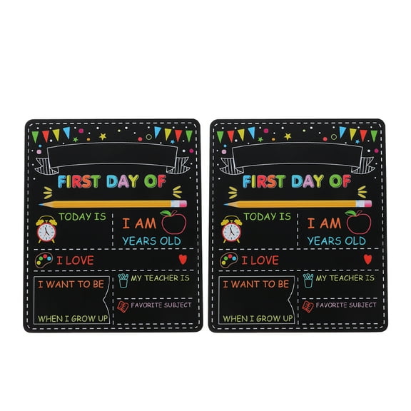 Dayesque 2PCS Double Sided First Day of School Board Back Sign Reusable First Day of Board Washable Chalkboard Signs for First Day