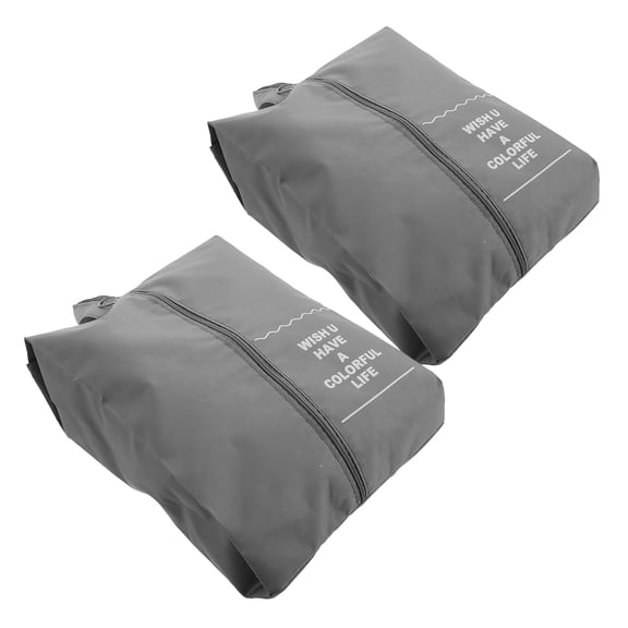WEUVEB Travel Shoe Bags Grey Polyester Waterproof Foldable Large Capacity for Storage 2Pcs