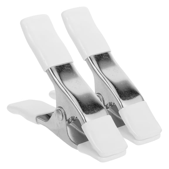 WEUVEB 2-Pack White Plastic and Metal Spring Clamps for Photography Backgrounds, Studio Setup, and Secure Grip