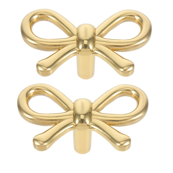 Dayesque 2pcs Brass Bow Drawer Knobs Cabinet Pulls Decorative for Cabinets and Drawers