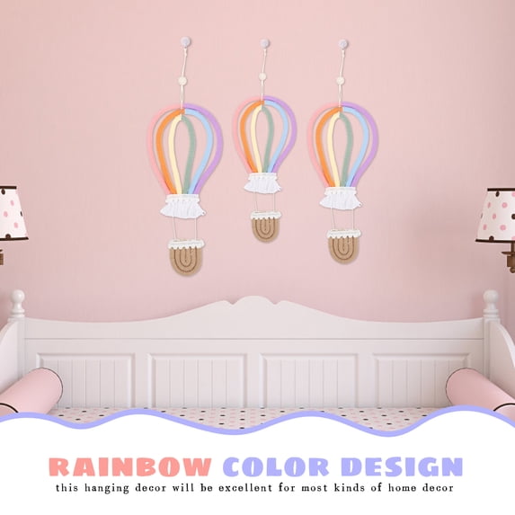 Dayesque 2pcs Colorful Woven Hot Air Balloon Wall Hanging Ornaments for Kids Rooms Nursery Home Party Decorations