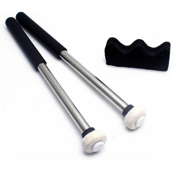 WEUVEB Tongue Drum Drumsticks Black Metal Felt Nonslip Grip for Musical Instruments 2Pcs
