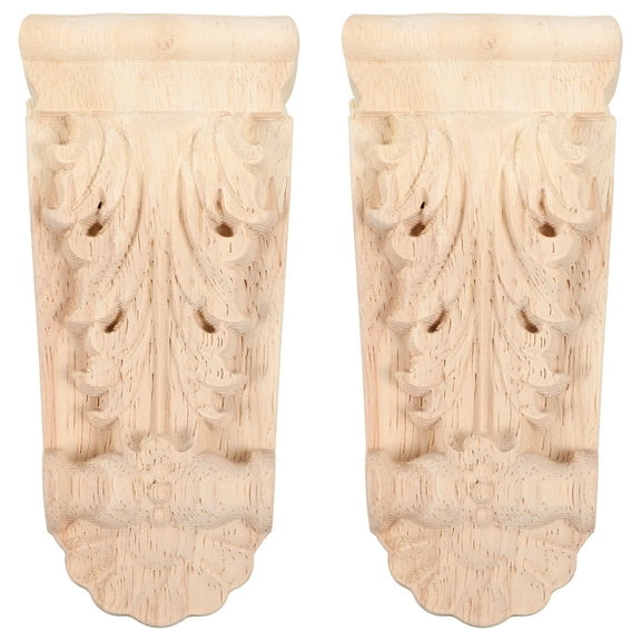 Dayesque 2pcs European Style Wooden Carved Corbels Solid Wood Corner Onlay Model Ornate Wood Appliques Diy Furniture And Wall Trim Molding