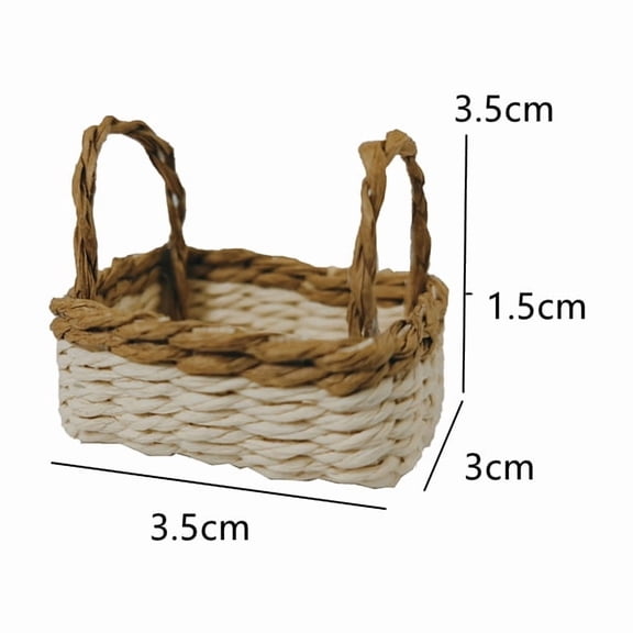 WEUVEB 2-Pack Handheld Woven Grass Baskets Beige for Home Decor, Garden, Dining Table Storage and Organization