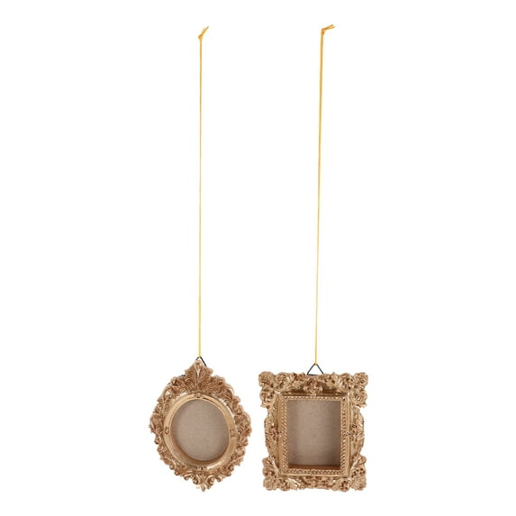 WEUVEB Versatile Golden Resin Picture Frames Baroque Design for Home Gallery 2Pcs