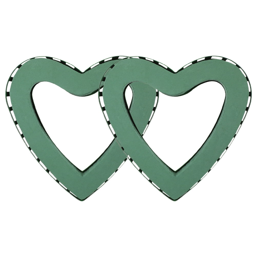 WEUVEB Heart Shaped Floral Holder Plastic Green for Wedding and Home Use with Suction Cups 2Pcs