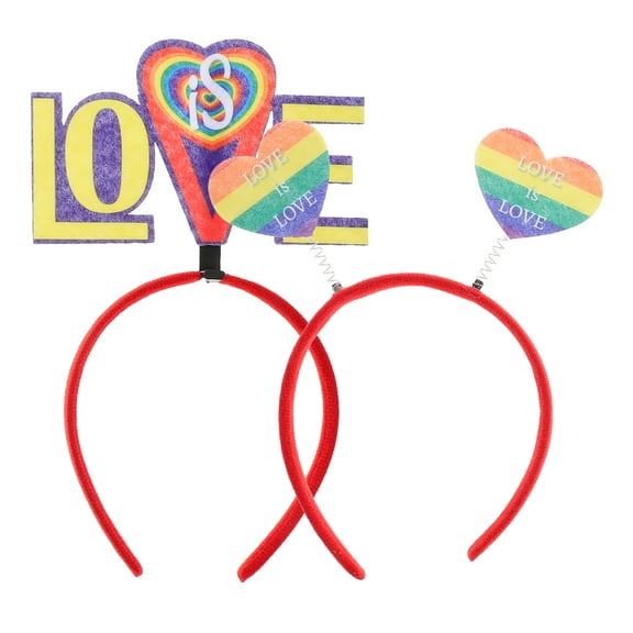 Dayesque 2pcs Rainbow Heart Headband For Pride Day Multicolored Hair Accessories For Party Wedding Birthday Occasions