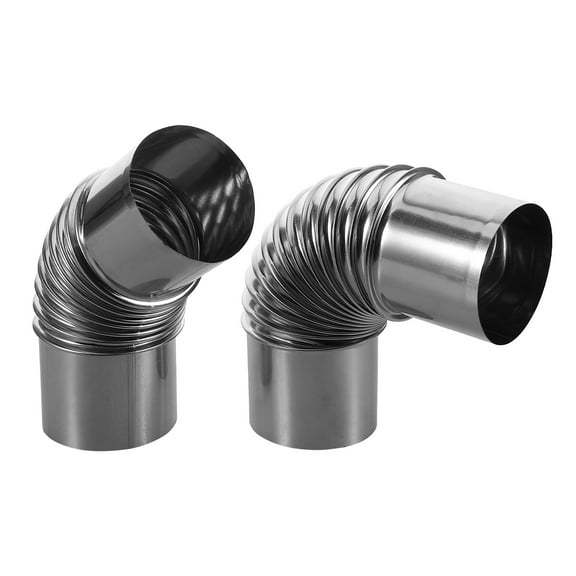 Dayesque 2pcs Stainless Steel Stove Pipe 45 and 90 Degree Elbow Extension Tube Chimney Flue for Outdoor Stove and Camping Stove