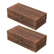 WEUVEB 2Pcs Vintage Wooden Boxes Dark Brown for Rustic Storage and Keepsake Organization