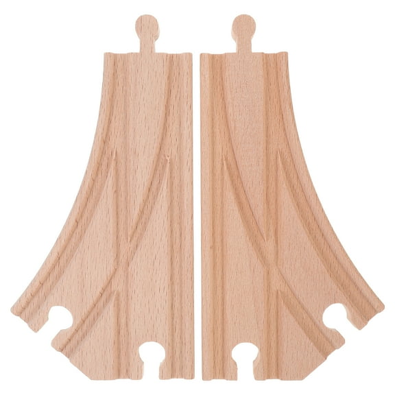 Dayesque 2pcs Wooden Train Track Pieces Multi-Way Switch Compatible with Thomas Sets Expandable Railway Accessories