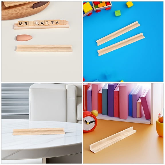 Dayesque 3-Piece Wooden Tile Holders Set for Letter Tiles, Crafts, Games, Mahjong, Mexican Train & More Word Tray Racks