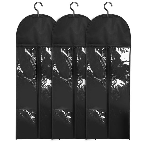 WEUVEB Dayesque 3Sets Black PVC Hair Extension Storage Organizer with Clear Front and Hanger