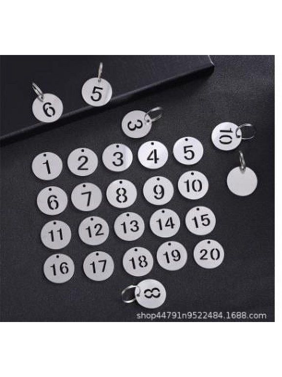 35-Piece Stainless Steel Numbered Key Tags Set 1-35 Round Metal Labels for Key Organization, Bags, Hotels, Office and Home Use