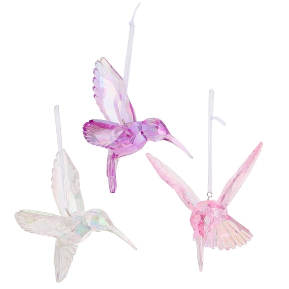 WEUVEB Acrylic Hummingbird 3 Pieces Assorted Colors Home Decor Captivating Shadow Effects Window Hanging
