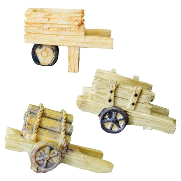 Dayesque 3pcs Miniature Resin Cart Unique Fairy Garden Ornament Indoor Flower Cart Succulent Planter Moss Terrariu Patio Plant Tools Decoration