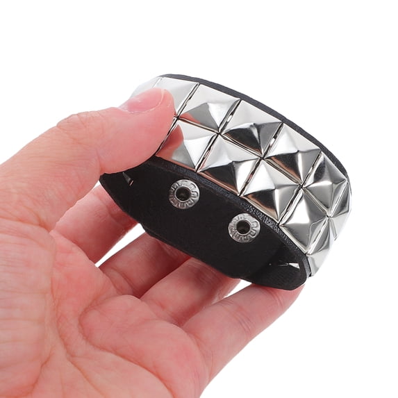 Dayesque Set of 3 Retro Punk Studded PU Bracelets for Men and Women, Trendy Wristbands for Fashion Events and Parties