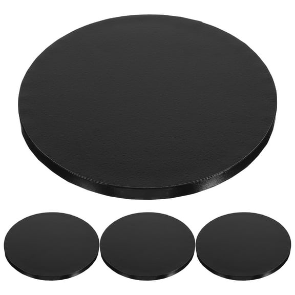 WEUVEB 4Pcs Thickened Cake Board Holder Black Sturdy Corrugated Cardboard for Baking