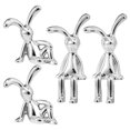 thumbnail image 1 of WEUVEB Cute Silver Bunny Figures, Plastic Rabbit Desk Decor, Electroplated, 4Pcs, 1 of 9