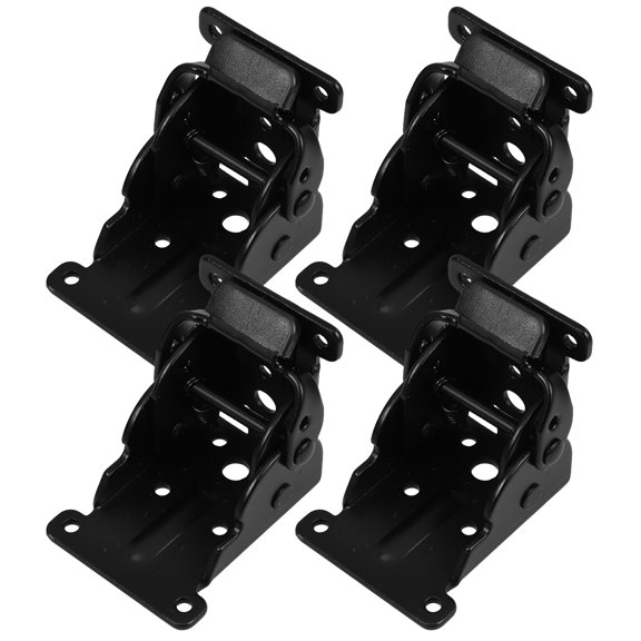 WEUVEB 4-Pack Black Folding Leg Brackets with Self-Locking Mechanism for Home Furniture Hardware, and Easy to Install