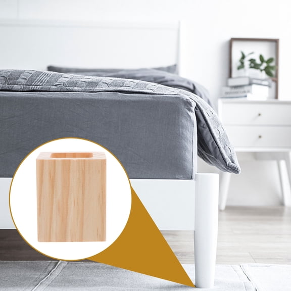 WEUVEB 4-Pack Khaki Wood Furniture Feet Risers for Sofa, Bed, Table - Height Booster and Protector