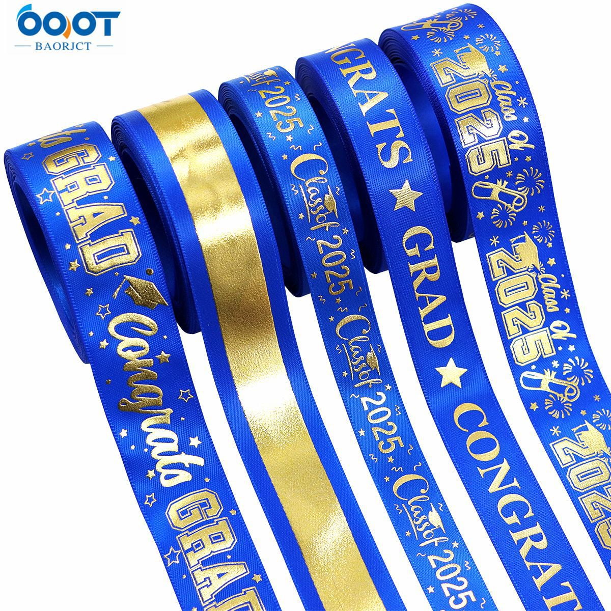 WEUVEB 5 Rolls Floral Wired Ribbon Blue for DIY Crafting for Artists and Crafters
