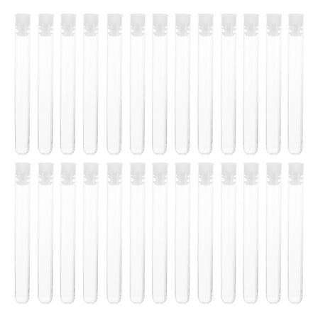 WEUVEB Clear Plastic Laboratory Test Tubes with Lids, Transparent, 50 Pieces for Science Experiments and Storage