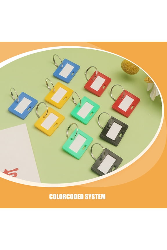 Dayesque 50pcs Numbered Plastic Key Tags with Colorful Labels and Metal Keychains for Security, Access Control, and Organization