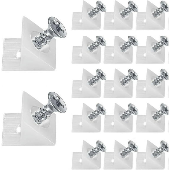 WEUVEB 50Pcs Plastic Repair Angles with Screws for Easy Installation on Wardrobe and Drawers