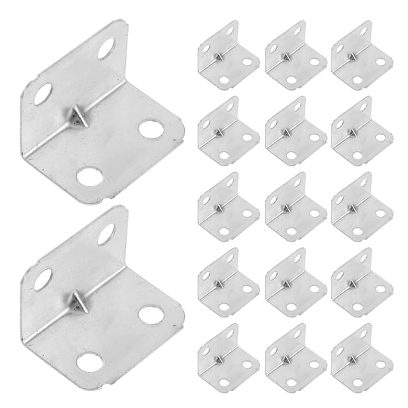 WEUVEB 50Pcs Plated Silver Heavy Duty Corner Braces for Wood Furniture Shelf Support Brackets
