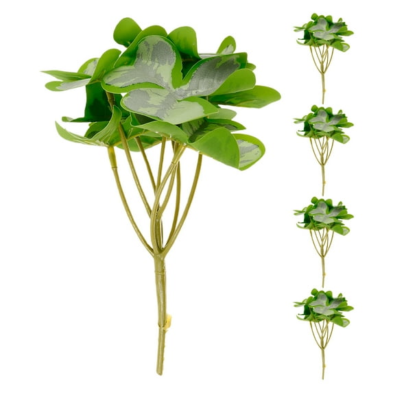 Dayesque 5pcs Faux Shamrock Leaves Artificial Plant Picks Lifelike Green Plants Fake Shamrock Stems Simulation Bonsai Leaves For Home Office Decor