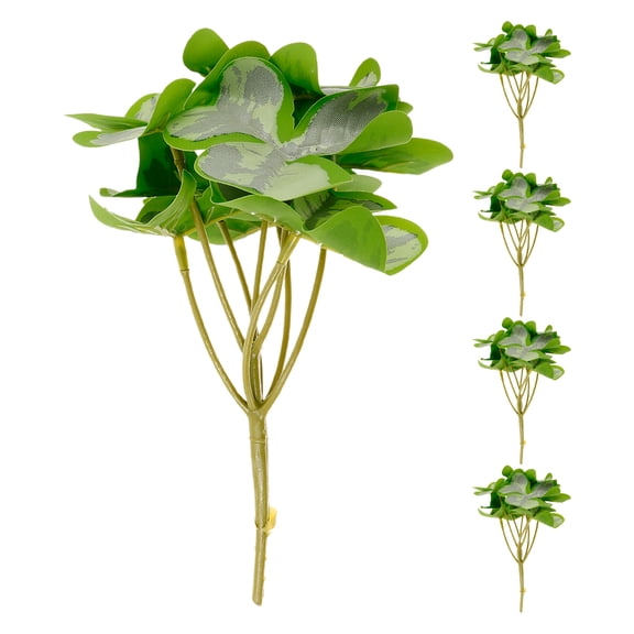 Dayesque 5pcs Faux Shamrock Leaves Artificial Plant Picks Lifelike Green Plants Fake Shamrock Stems Simulation Bonsai Leaves For Home Office Decor