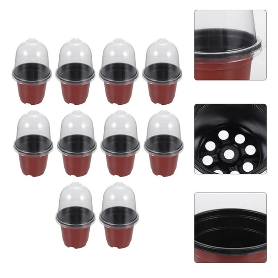 Dayesque 5-Pack Small Plastic Nursery Pots with Transparent Humidity Dome for Seed Starting and Flower Growing