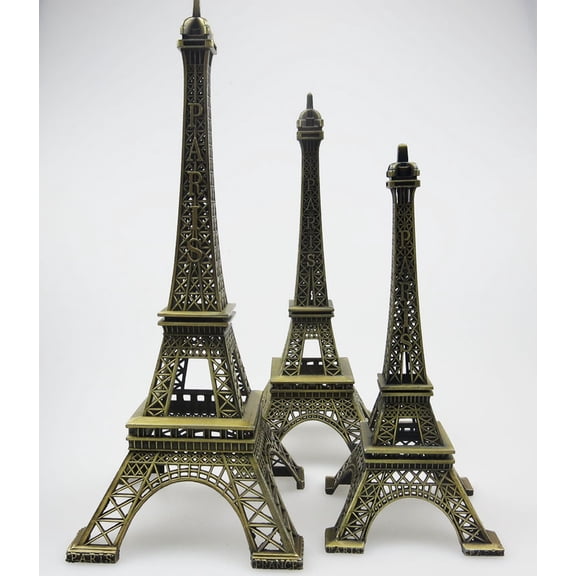 WEUVEB Vintage Eiffel Tower Model Dark Brown Metal Alloy 6Pcs