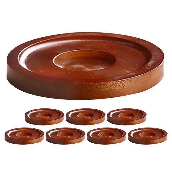 Dayesque 8pcs Cup Base Spinning Coasters Whiskey Beer Glasses Cup Mat Rotating Glass Coaster For Bars Home Wooden Pads For Party And Daily Use