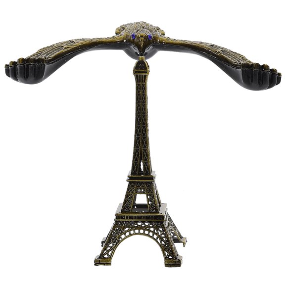 WEUVEB Alloy Eiffel Tower Bird Figurine, Coffee Color for Tabletop Decor