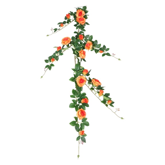 WEUVEB Orange Artificial Rose Vine for Home Decor, Realistic with Plastic Wire Stem, Perfect for Indoor and Outdoor Decoration